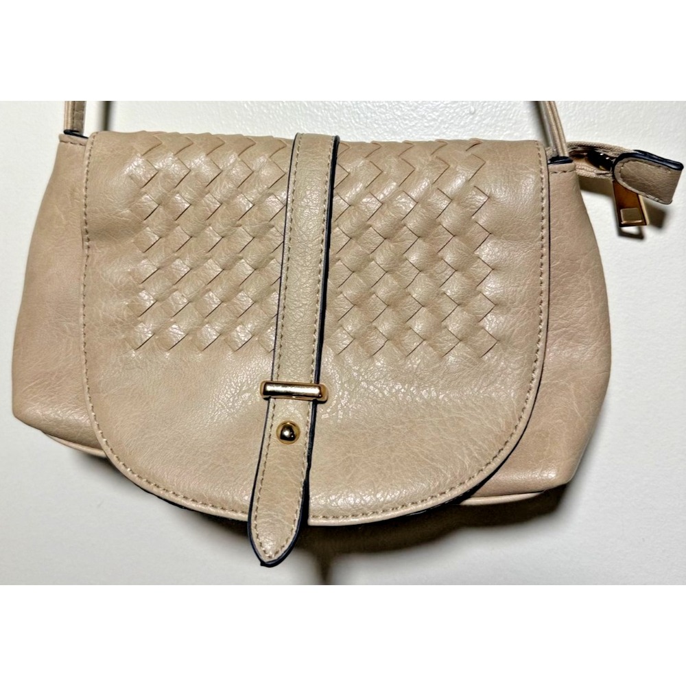 Vintage Inspired Faux Leather Crossbody Bag Beige 80s‎ 90s Retro Style NWOT